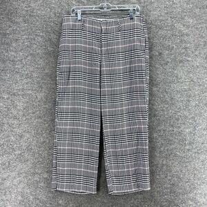 5/$45 Elle Dress Pants Women L Large Gray Plaid High Rise Flat Front Straight